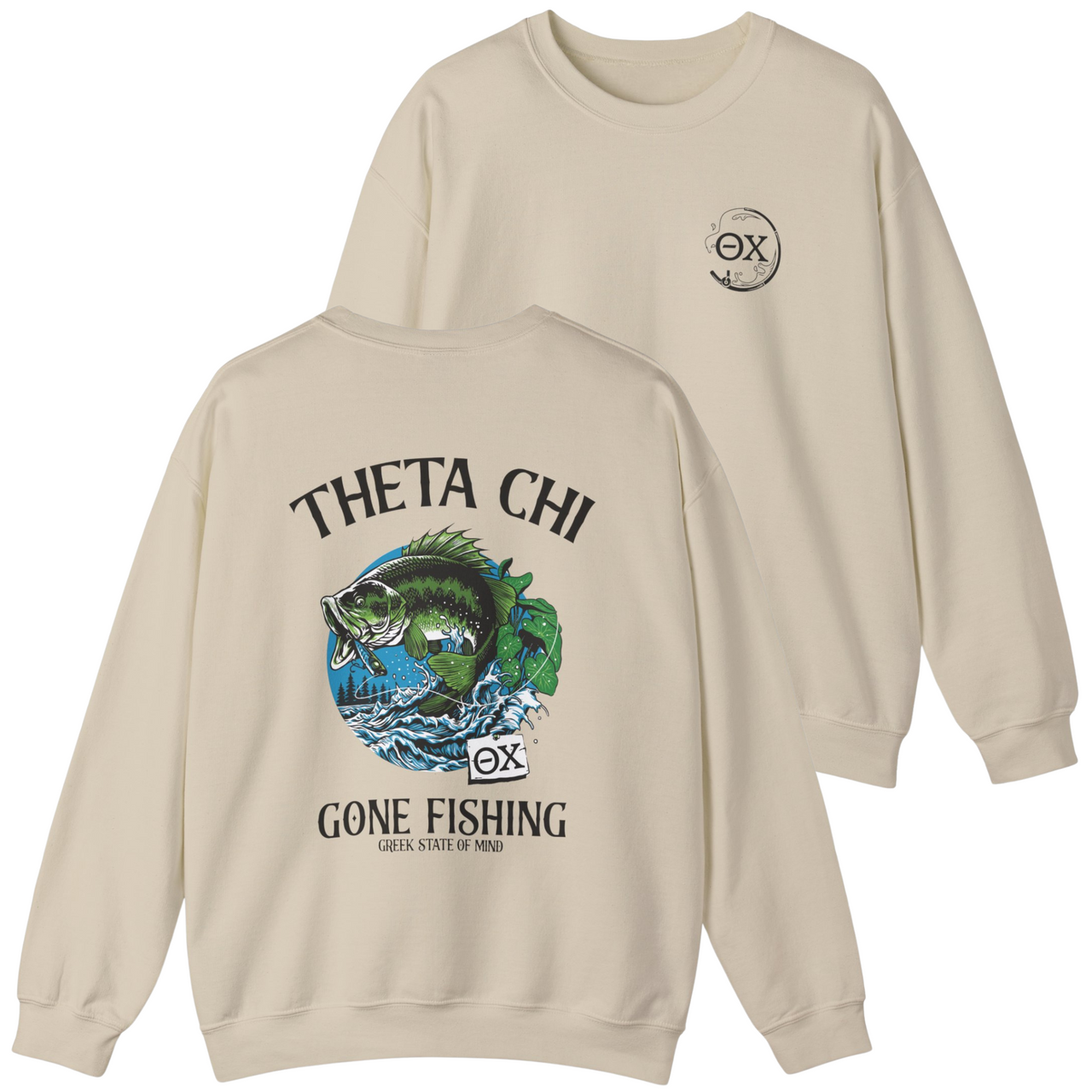Theta Chi Graphic Crewneck Sweatshirt | Gone Fishing