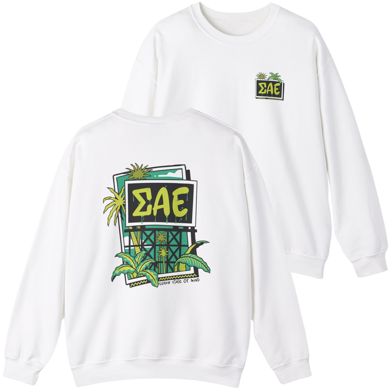 Sigma Alpha Epsilon Graphic Crewneck Sweatshirt | Tropical Billboard