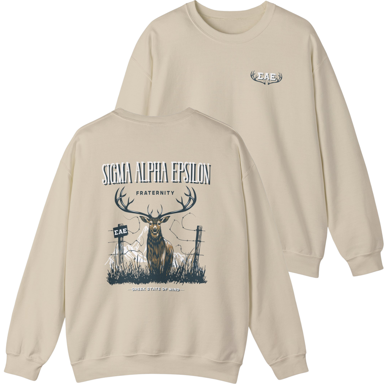 Sigma Alpha Epsilon Graphic Crewneck Sweatshirt | Big Buck