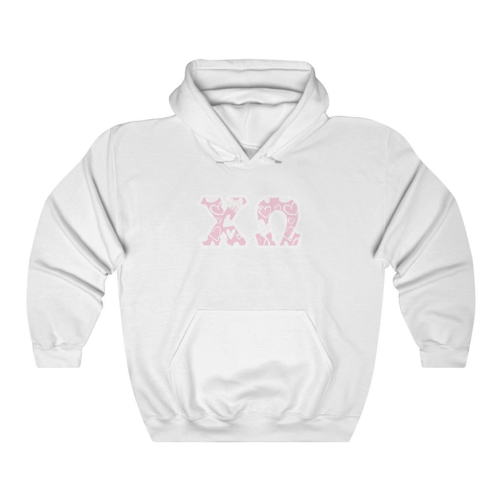 Chi Omega Printed Letters | Chalky Hearts Hoodie