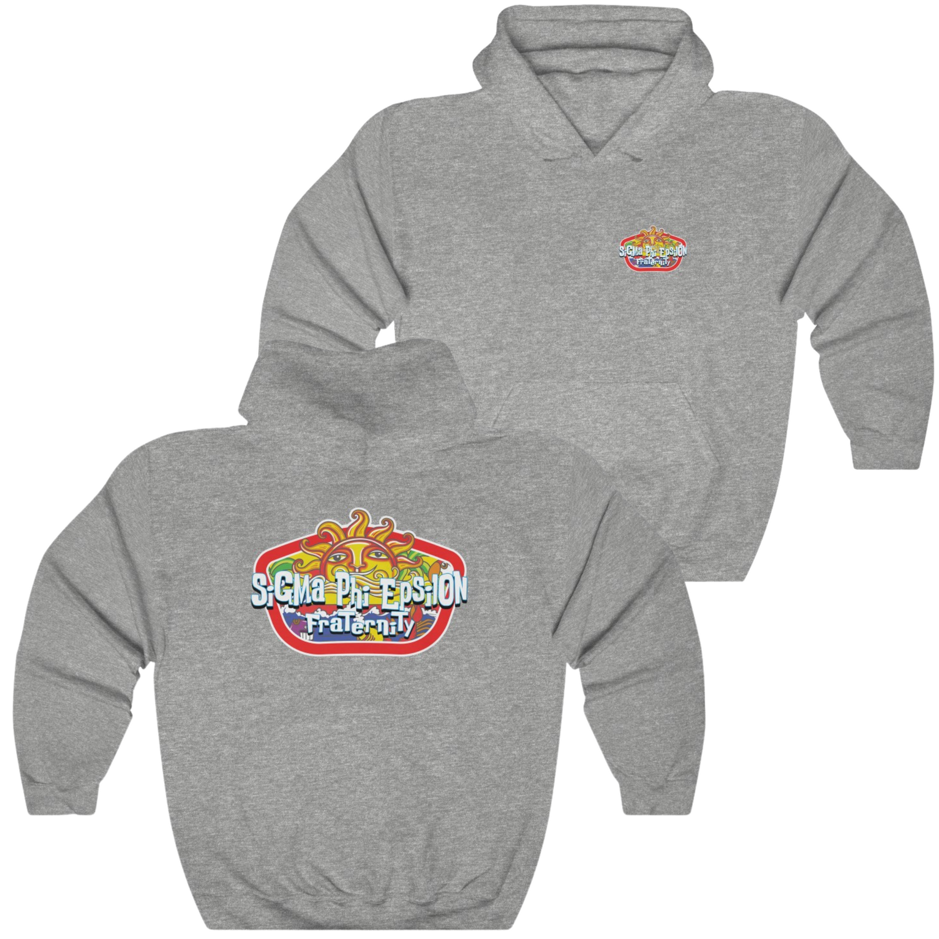 Grey Sigma Phi Epsilon Graphic Hoodie | Summer Sol | SigEp Fraternity Clothes and Merchandise