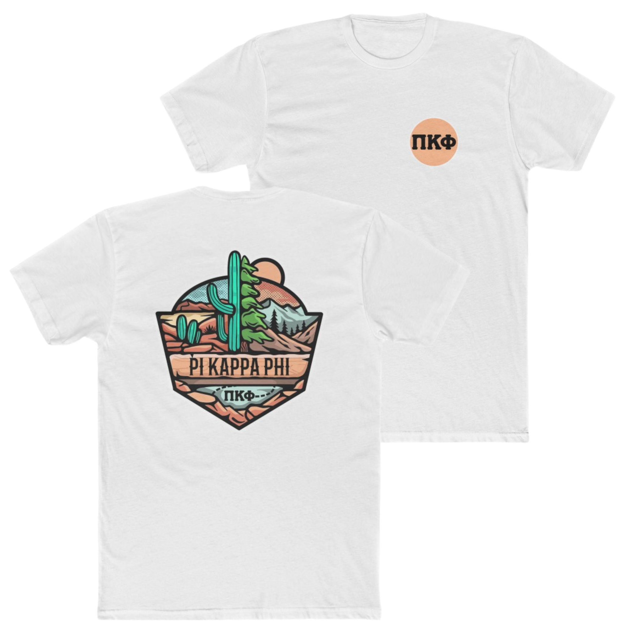 Pi Kappa Phi Graphic T-Shirt | Desert Mountains Solid White / M