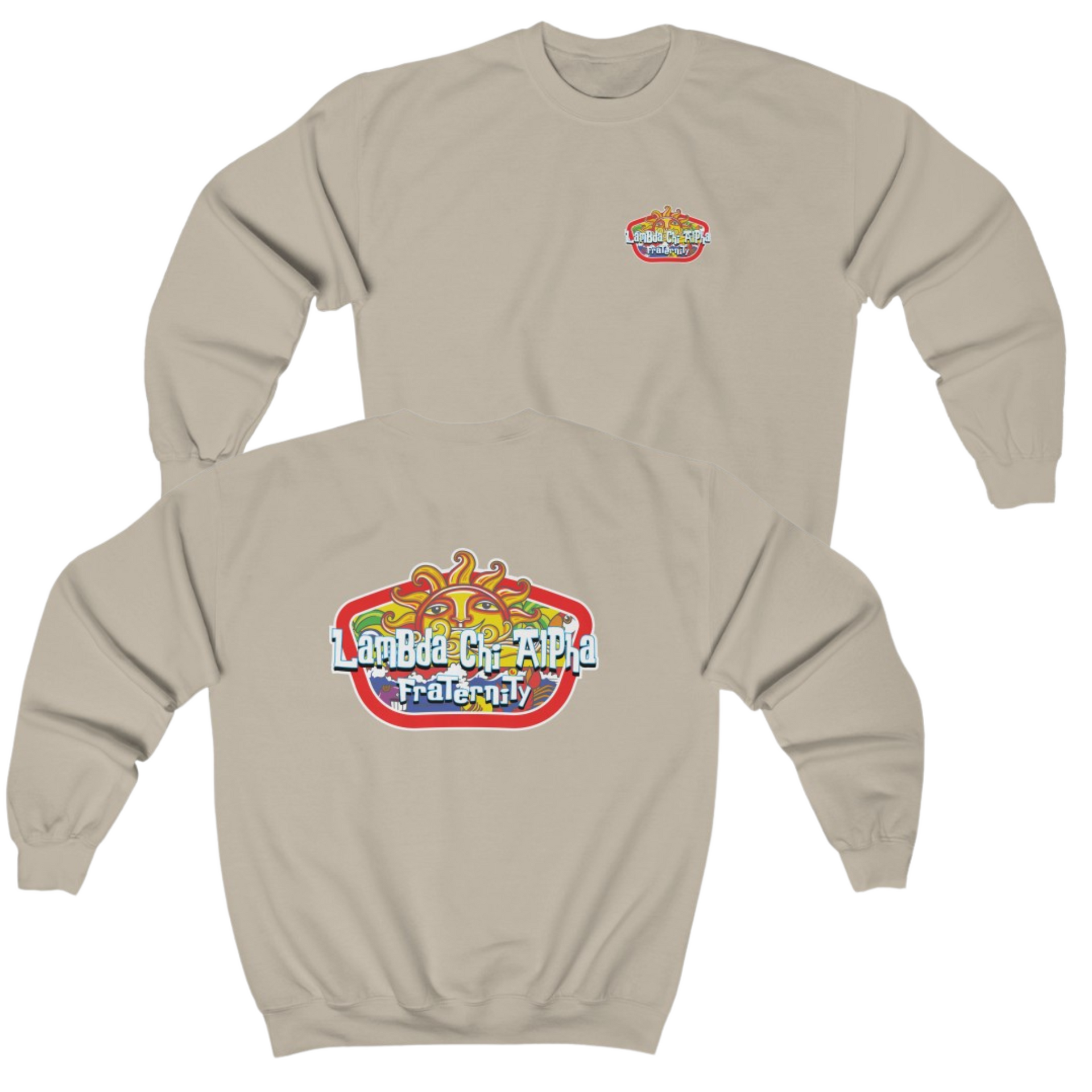 sand Lambda Chi Alpha Graphic Crewneck Sweatshirt | Summer Sol | Lambda Chi Alpha Fraternity Shirt 