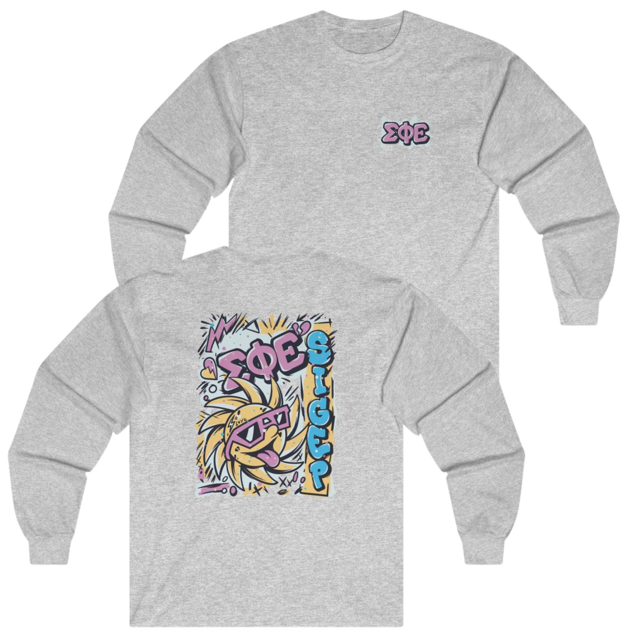 Grey Sigma Phi Epsilon Graphic Long Sleeve | Fun in the Sun | SigEp Clothing - Campus Apparel