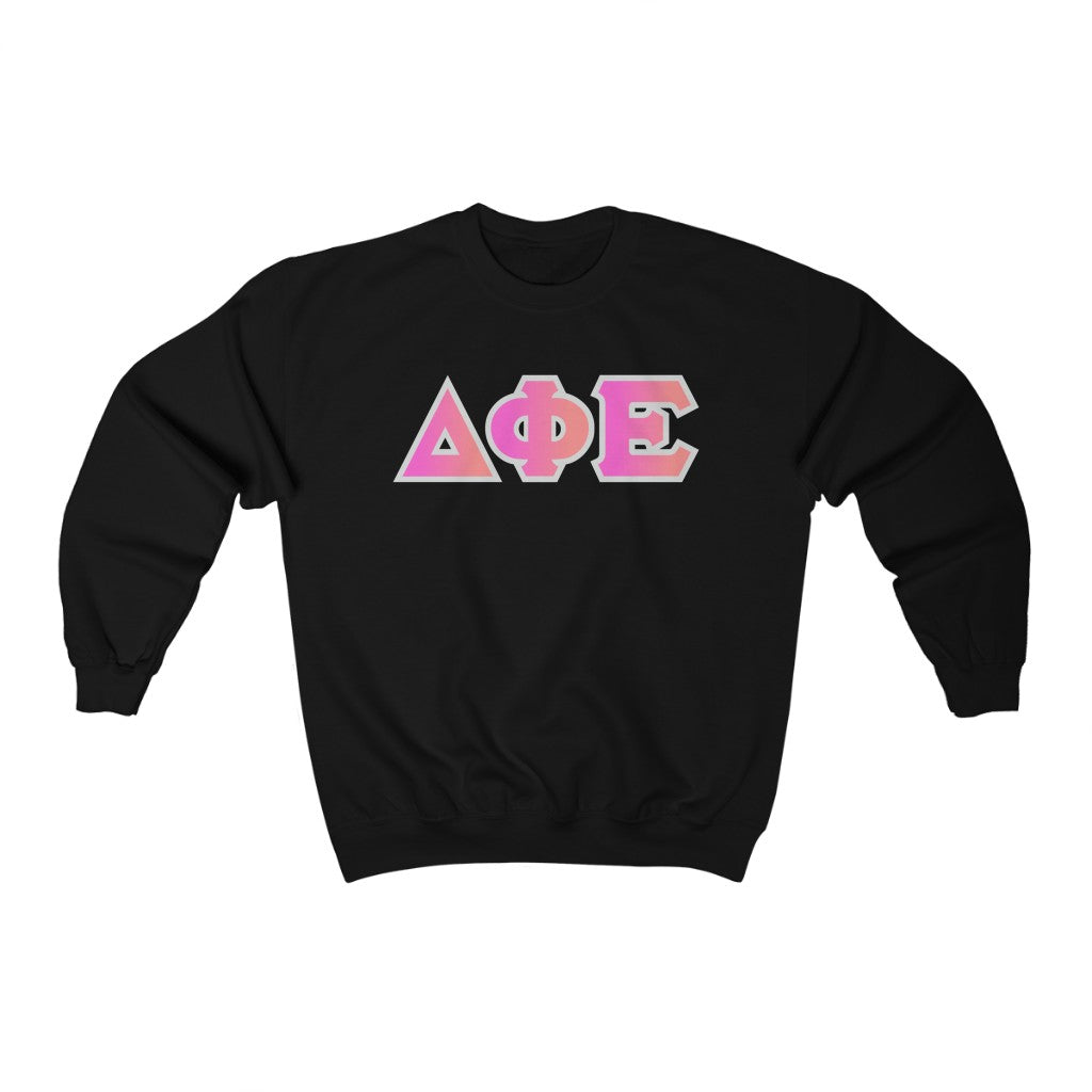 Delta Phi Epsilon Printed Letters Bubble Gum Crewneck