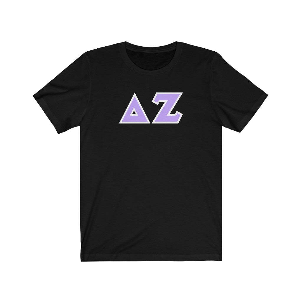 Delta Zeta Printed Letters | Violet & White Border T-Shirt