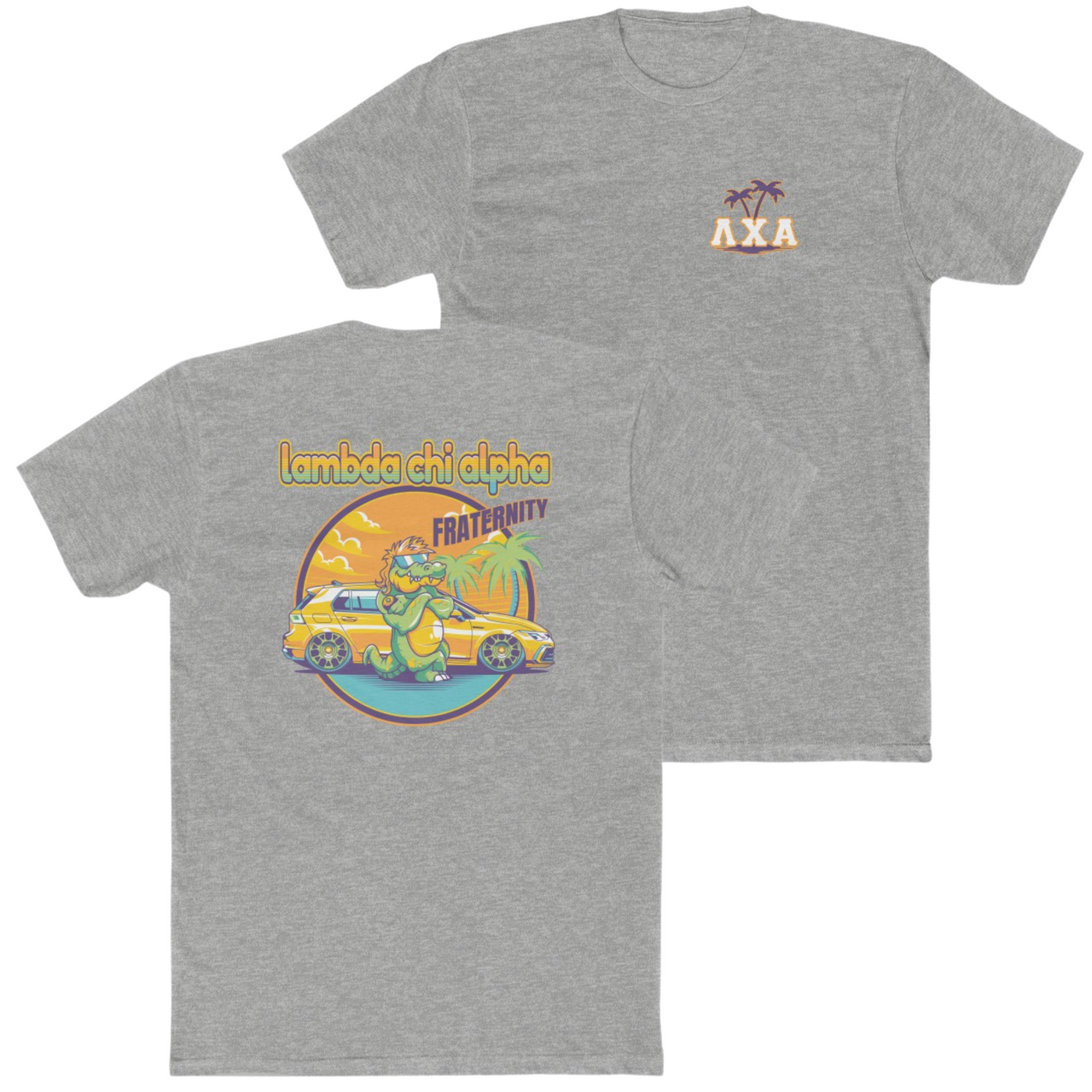 grey Lambda Chi Alpha Graphic T-Shirt | Cool Croc | Lambda Chi Alpha Fraternity Apparel 