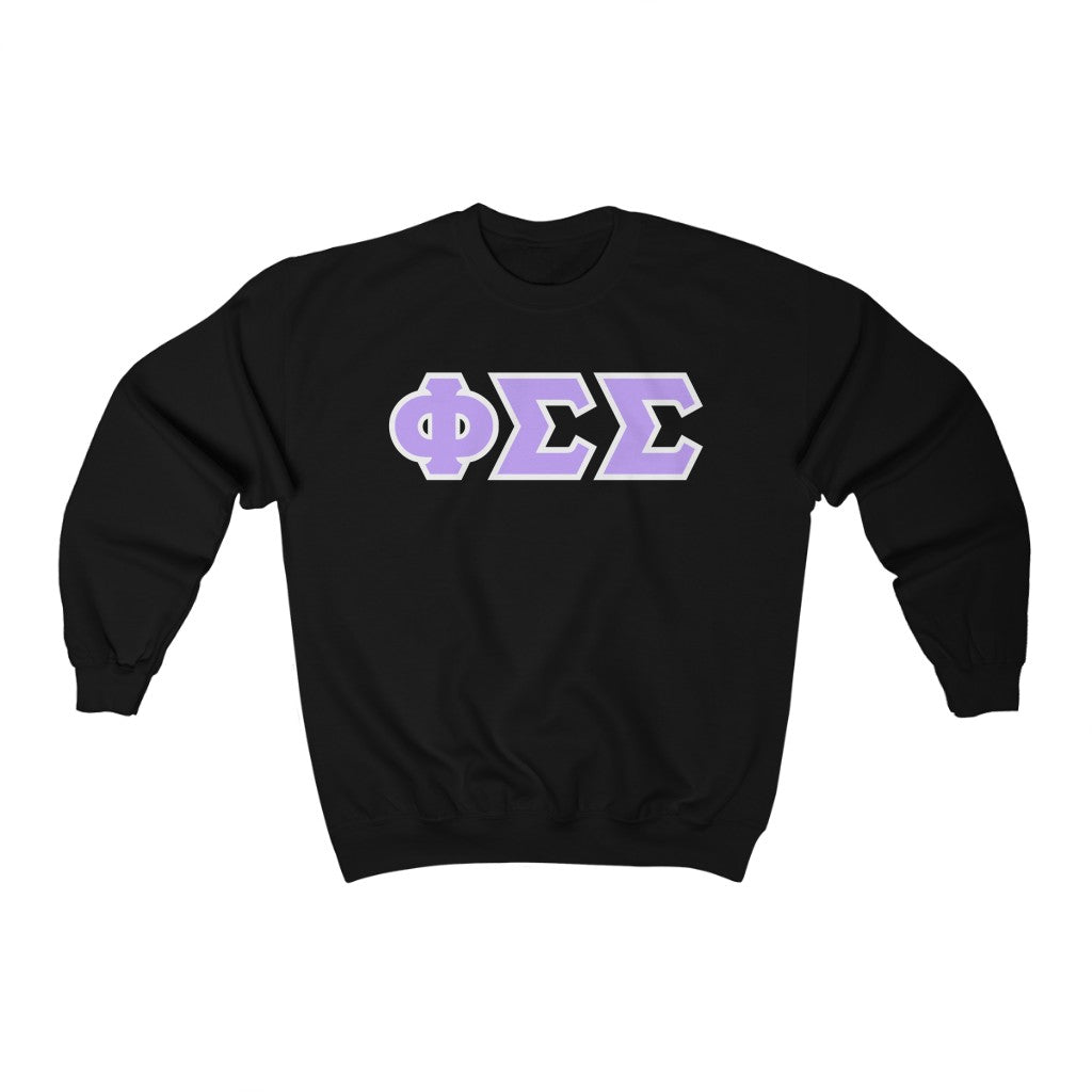 Phi Sig Printed Letters | Violet with White Border Crewneck
