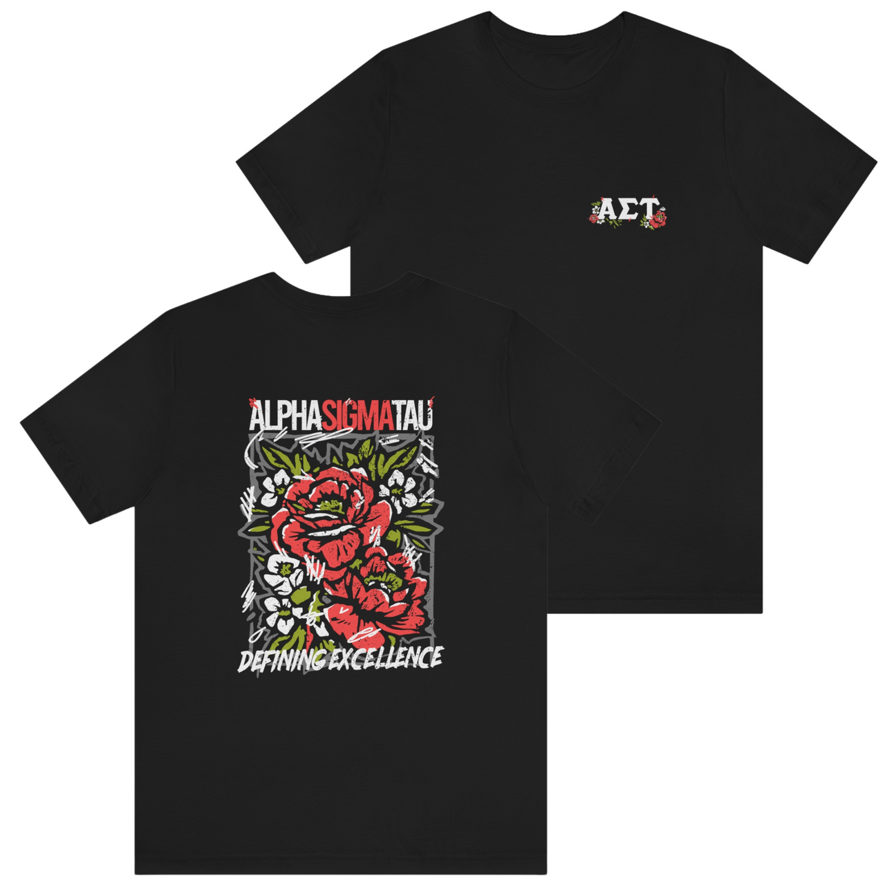 Alpha Sigma Tau Graphic T-Shirt | Grunge Roses