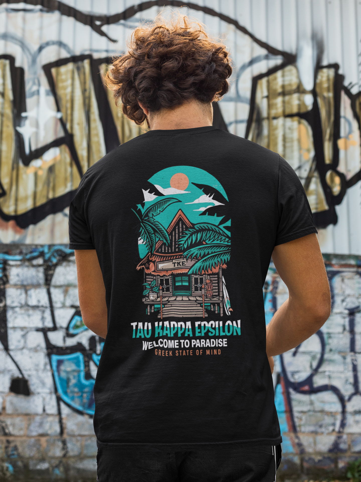 Tau Kappa Epsilon Graphic T-Shirt | Welcome to Paradise | Tau Kappa Epsilon Fraternity model 