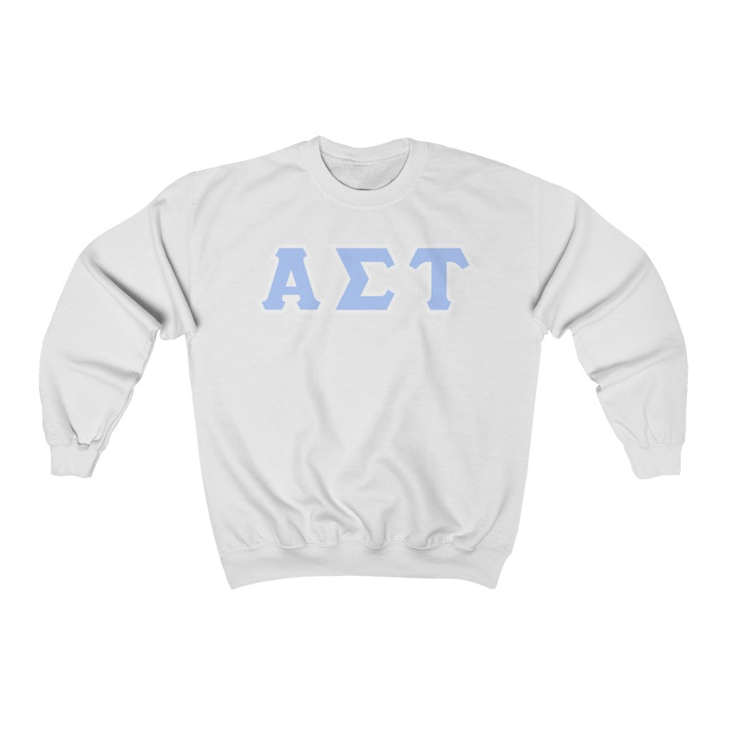 AST Printed Letters | Light Blue with White Border Crewnecks