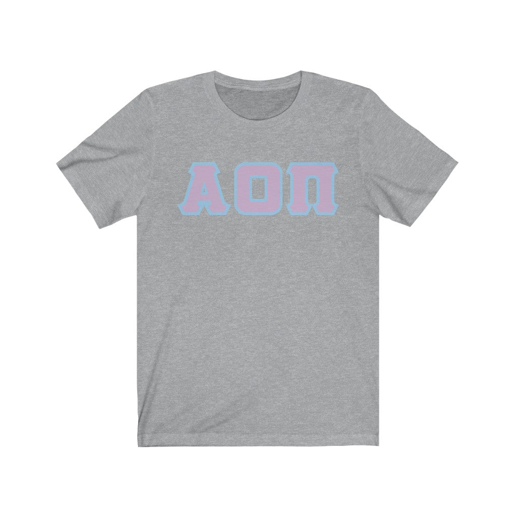 AOII Printed Letters | Lavender with L Blue Border T-Shirt