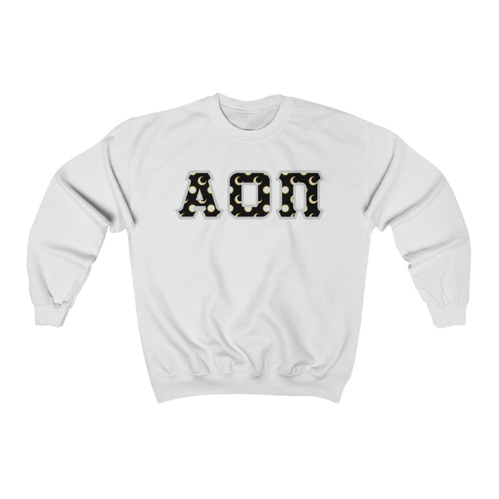 AOII Printed Letters | Sun and Moon Crewneck
