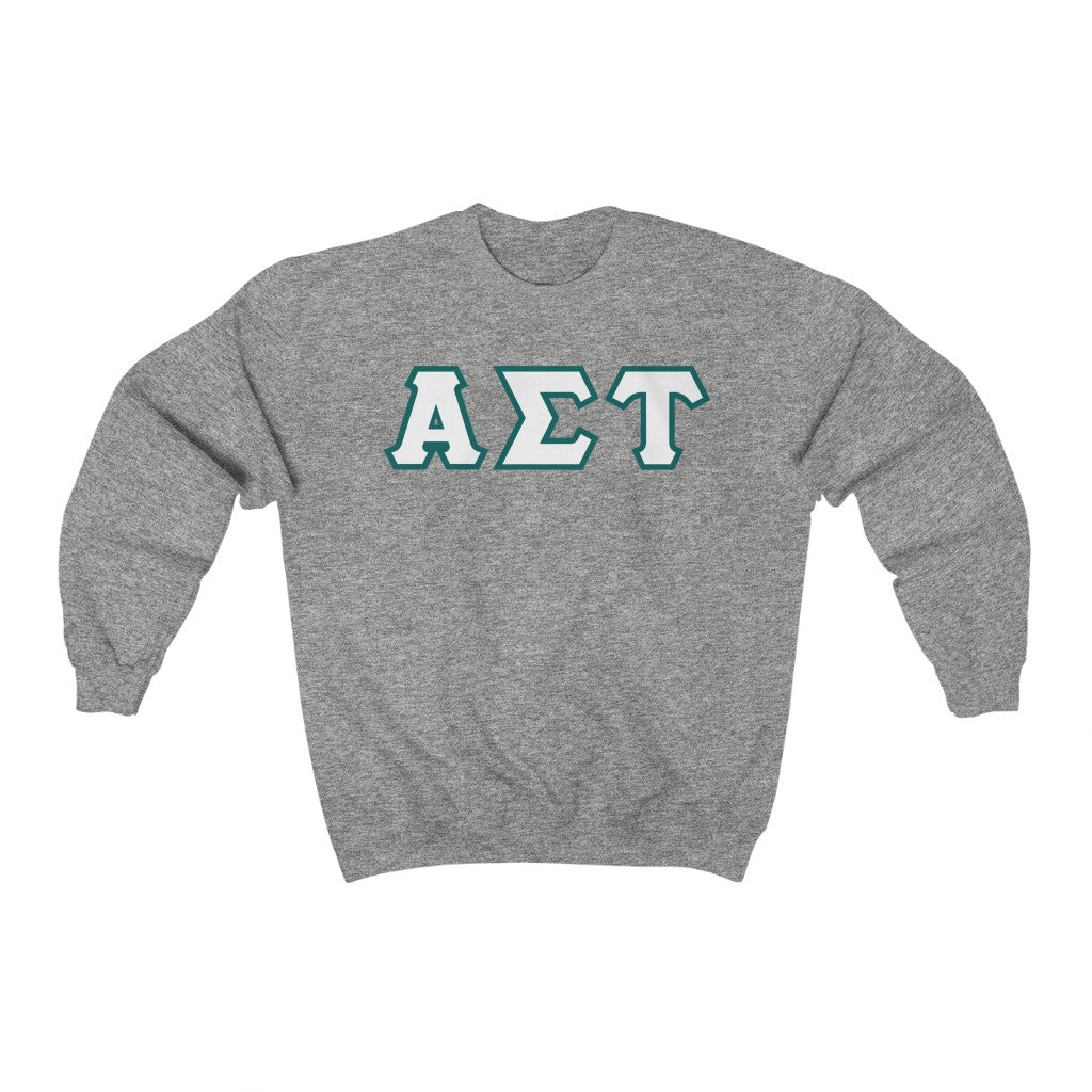 AST Printed Letters | White with Emerald Border Crewnecks