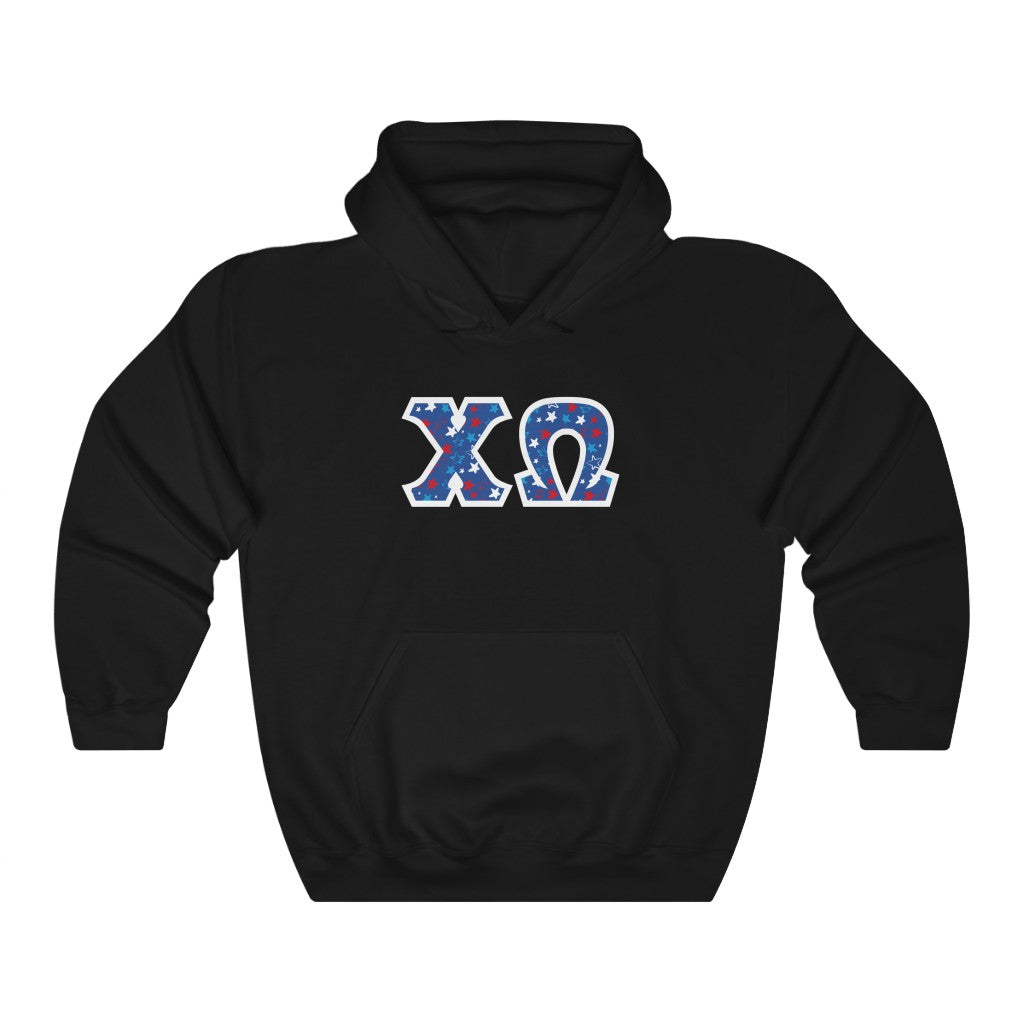 Chi Omega Printed Letters | USA Stars Hoodie
