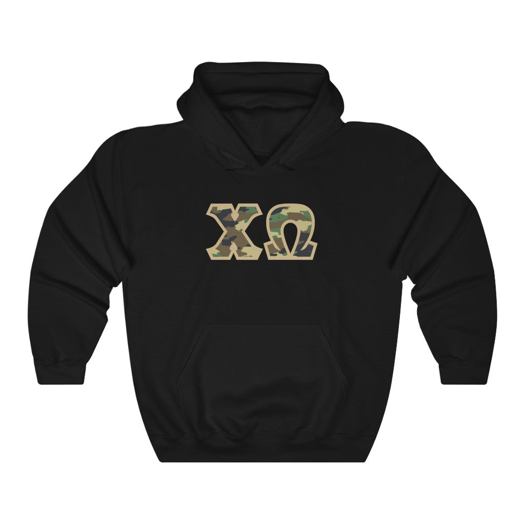 Chi Omega Printed Letters | Camouflage Hoodie