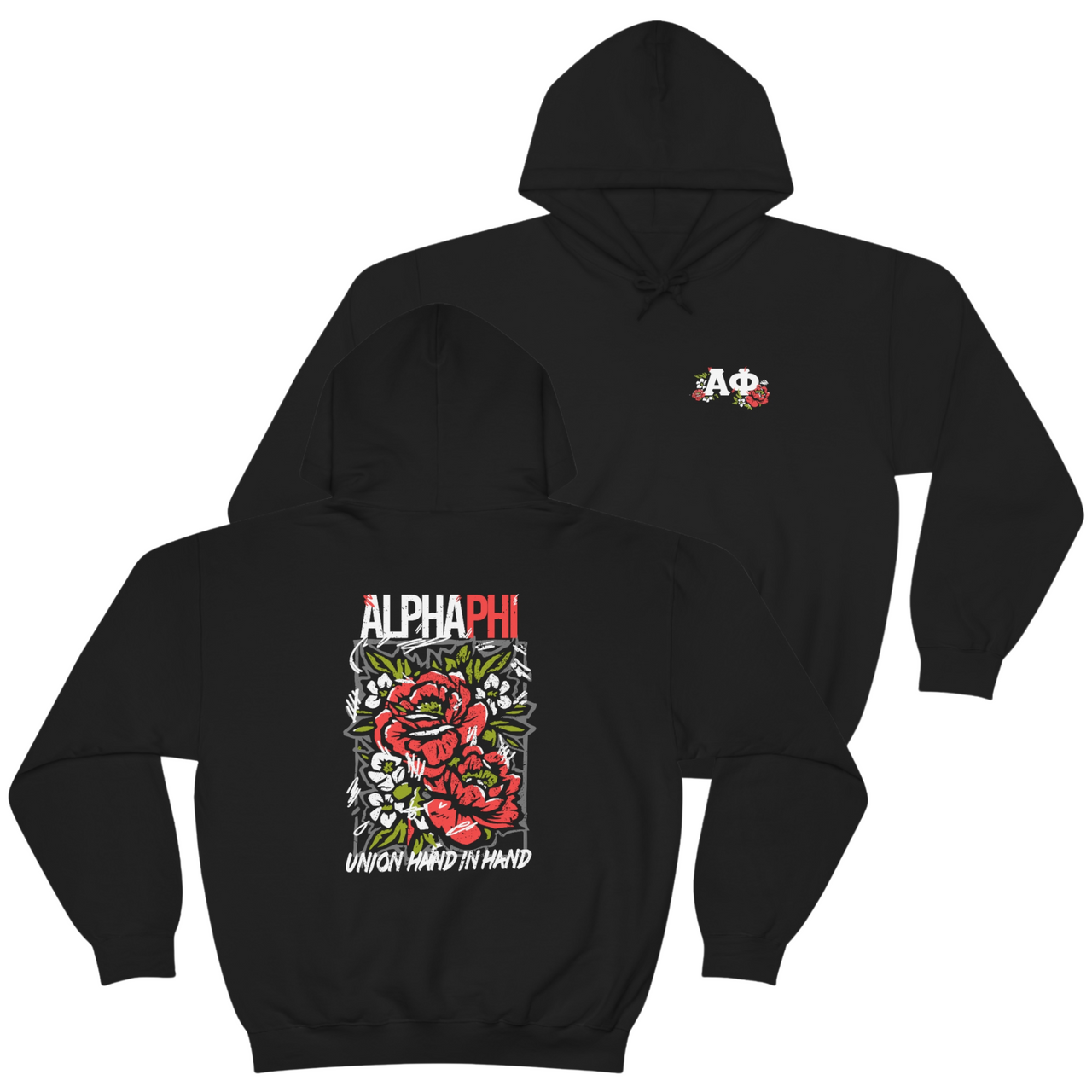 Alpha Phi Graphic Hoodie | Grunge Roses