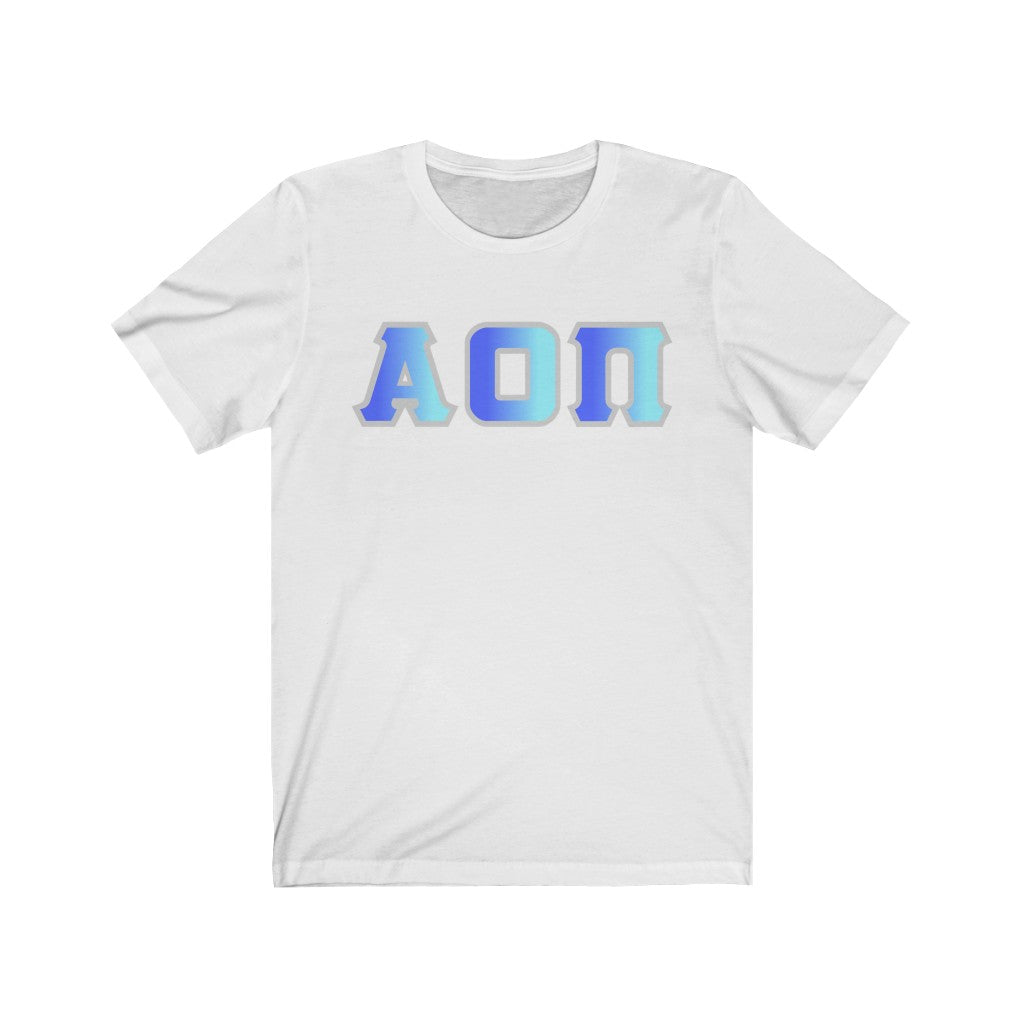AOII Printed Letters | Oceans with Grey Border T-Shirt