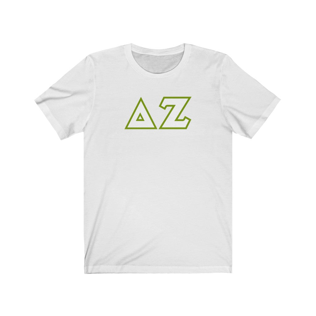 Delta Zeta Printed Letters | White & Green Border T-Shirt