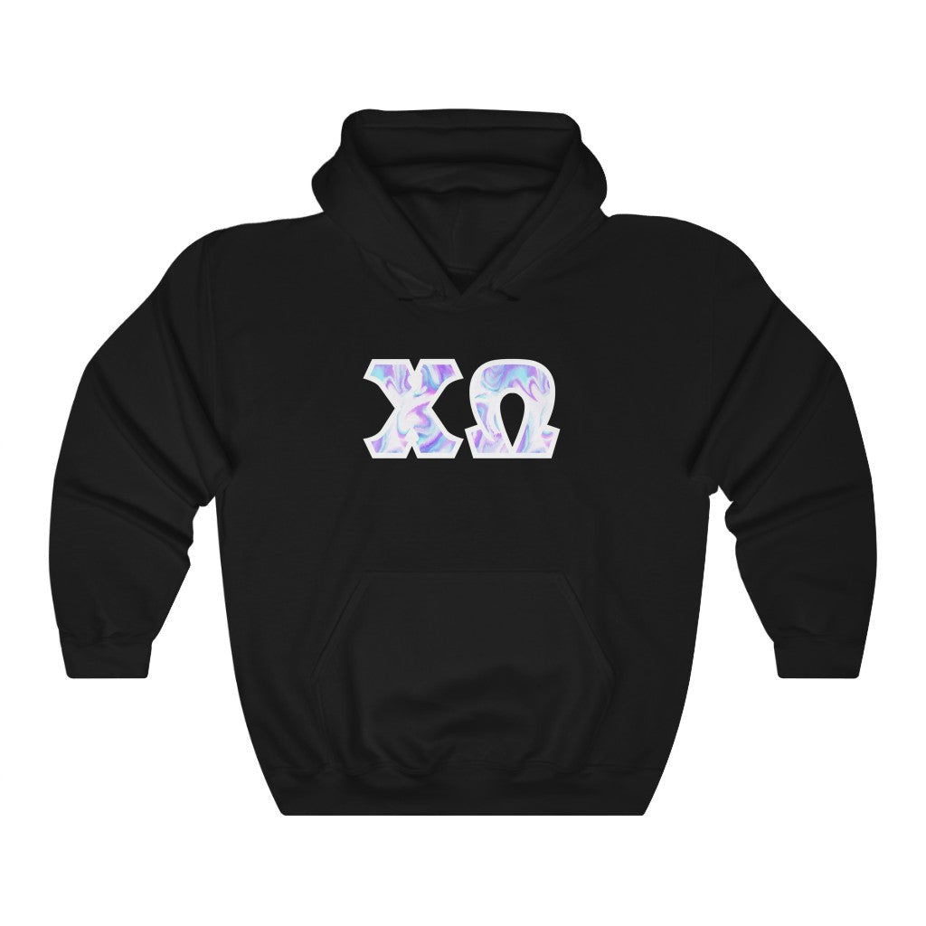 Chi Omega Printed Letters | Cotton Candy Tie-Dye Hoodie