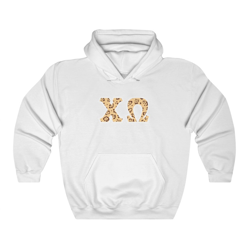 Chi Omega Printed Letters | Leopard Print Hoodie