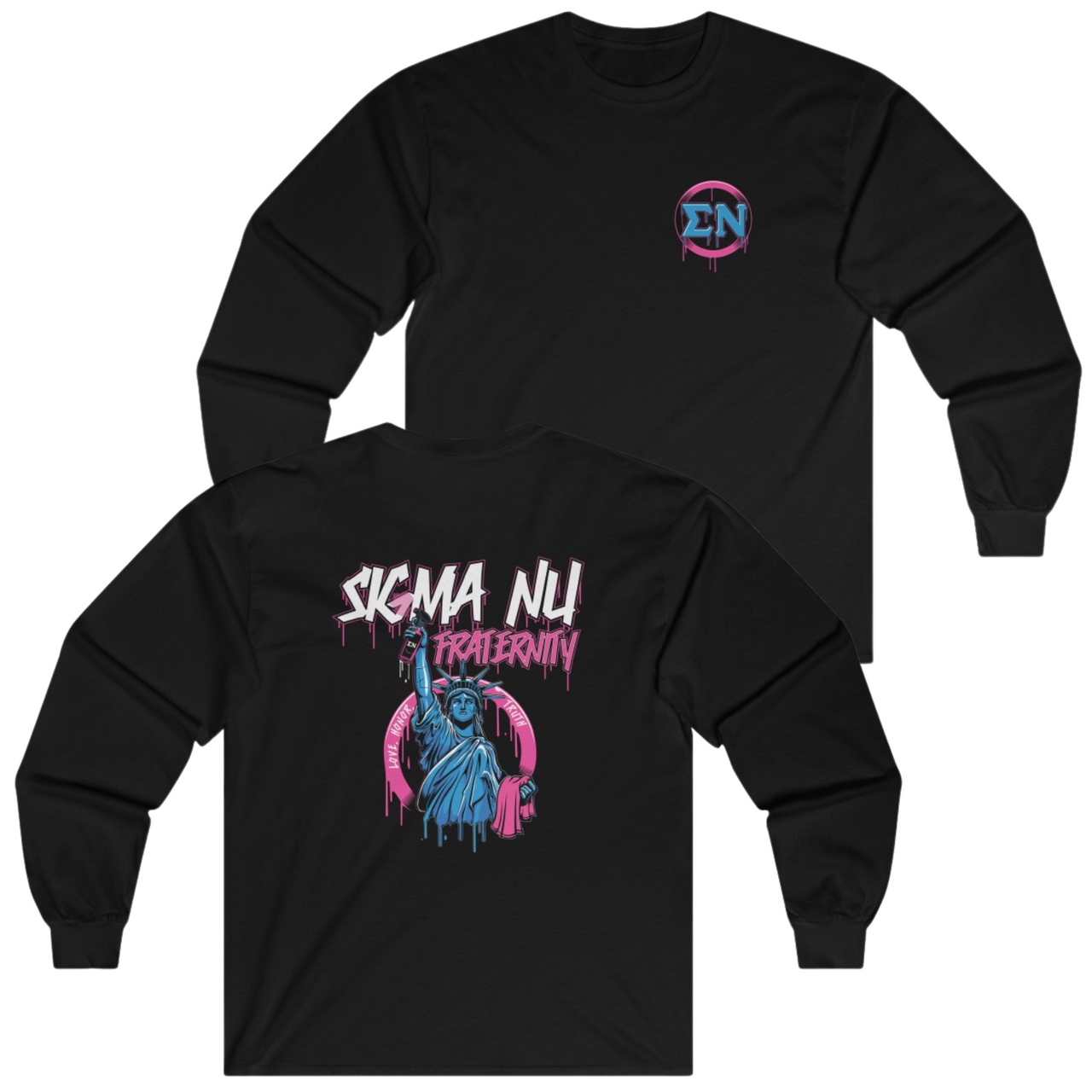 Black Sigma Nu Graphic Long Sleeve | Liberty Rebel | Sigma Nu Clothing, Apparel and Merchandise