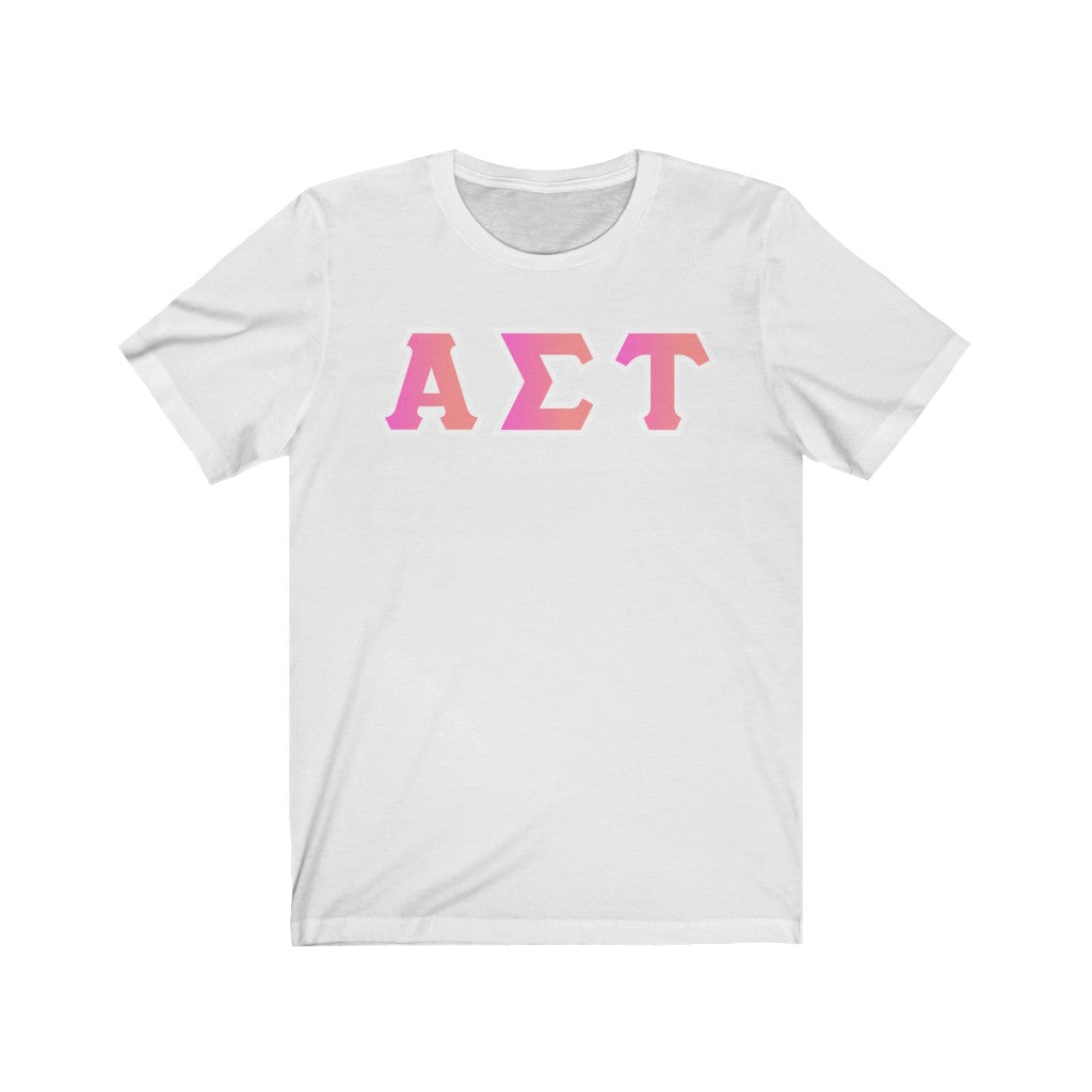 Alpha Sigma Tau Printed Letters | Bubble Gum T-Shirt