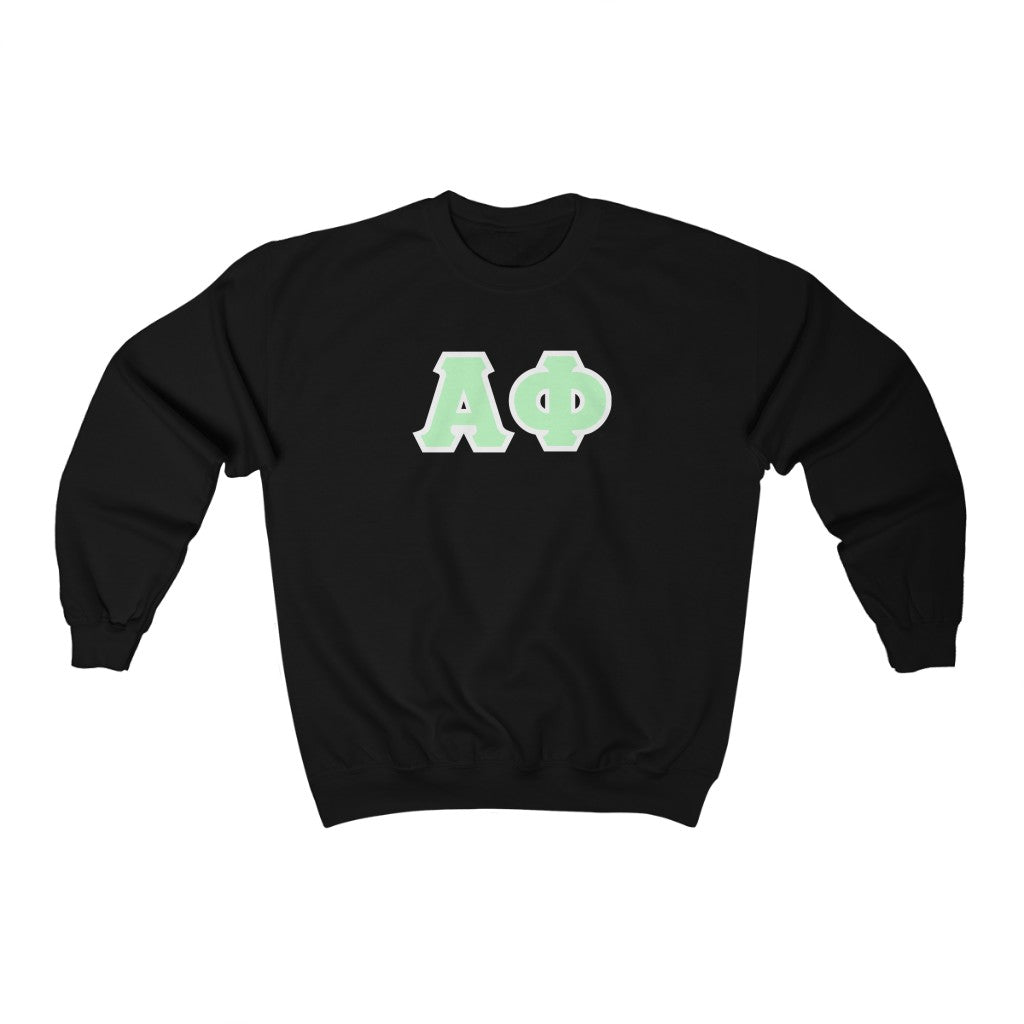 Alpha Phi Printed Letters | Mint with White Border Crewneck