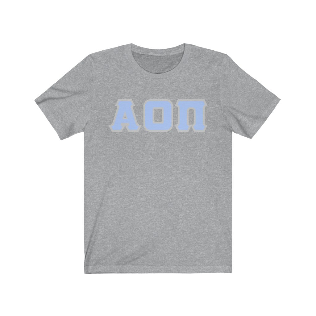 Alpha Omicron Pi Printed Letters | Light Blue With Grey