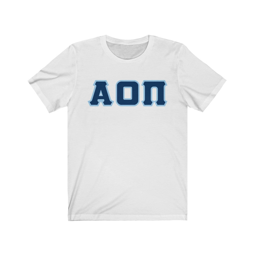 AOII Printed Letters | Navy with L Blue Border T-Shirt