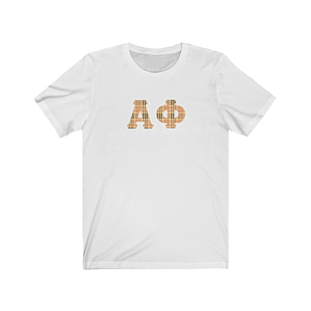 Alpha Phi Printed Letters | Nova Plaid Pattern T-Shirt