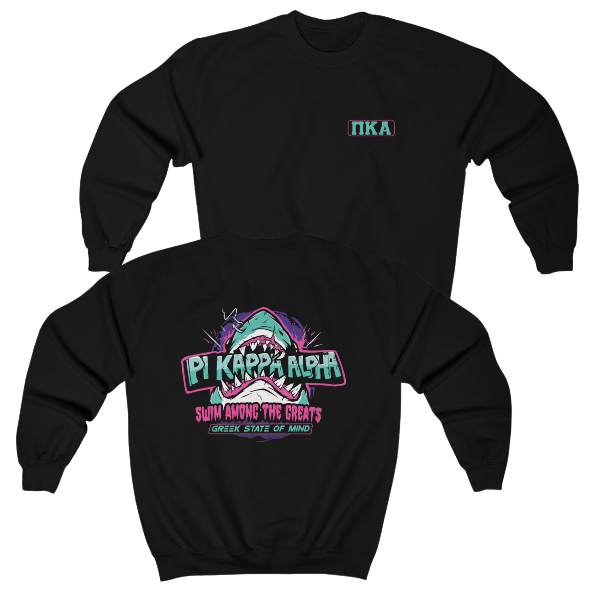 Black Pi Kappa Alpha Graphic Crewneck Sweatshirt | The Deep End | Pi kappa alpha fraternity shirt
