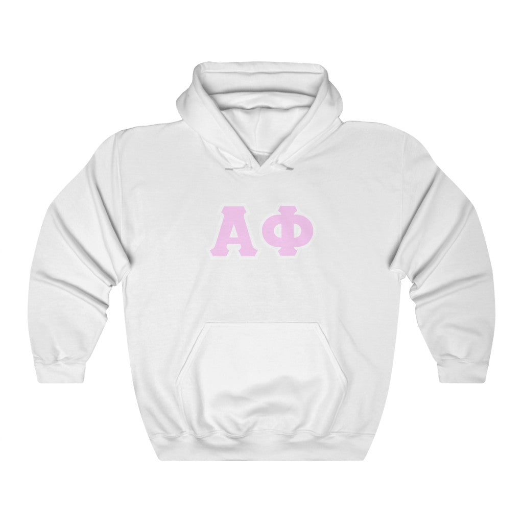 Alpha Phi Printed Letters | Pink with White Border Hoodie