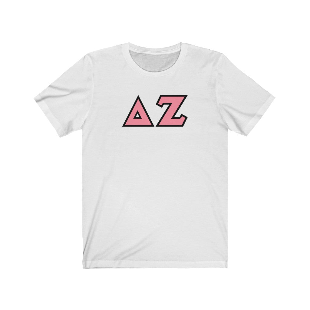 Delta Zeta Printed Letters | Pink & Black Border T-Shirt