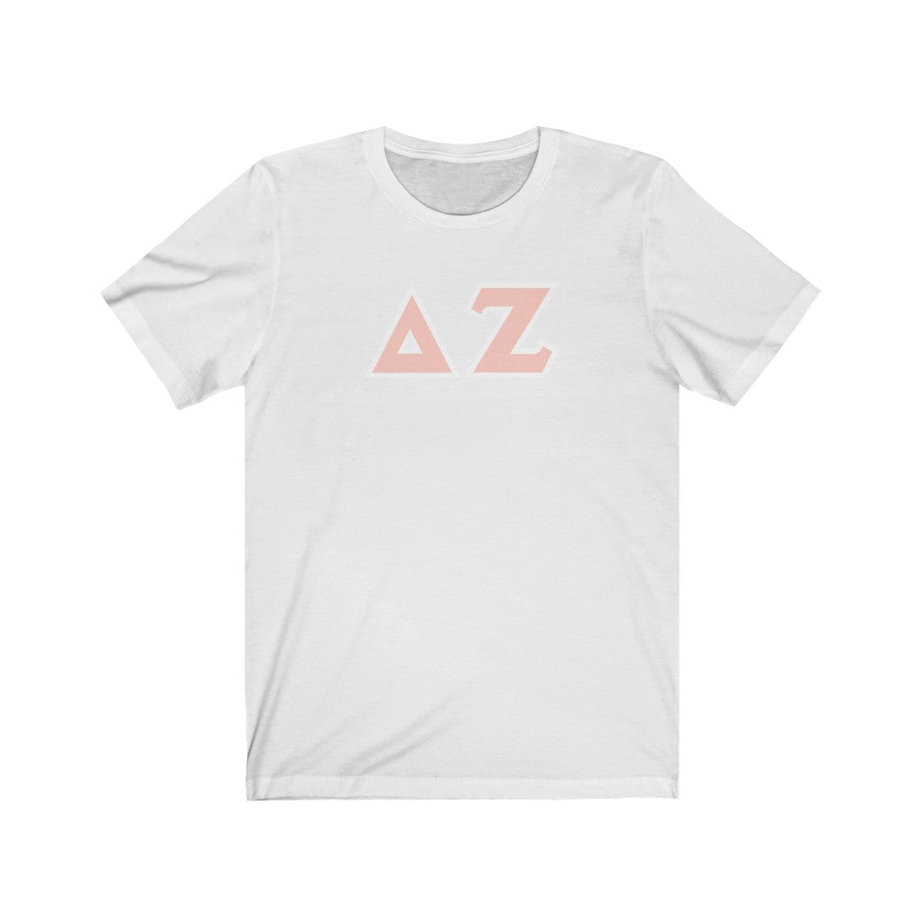 Delta Zeta Printed Letters | Peach & White Border T-Shirt