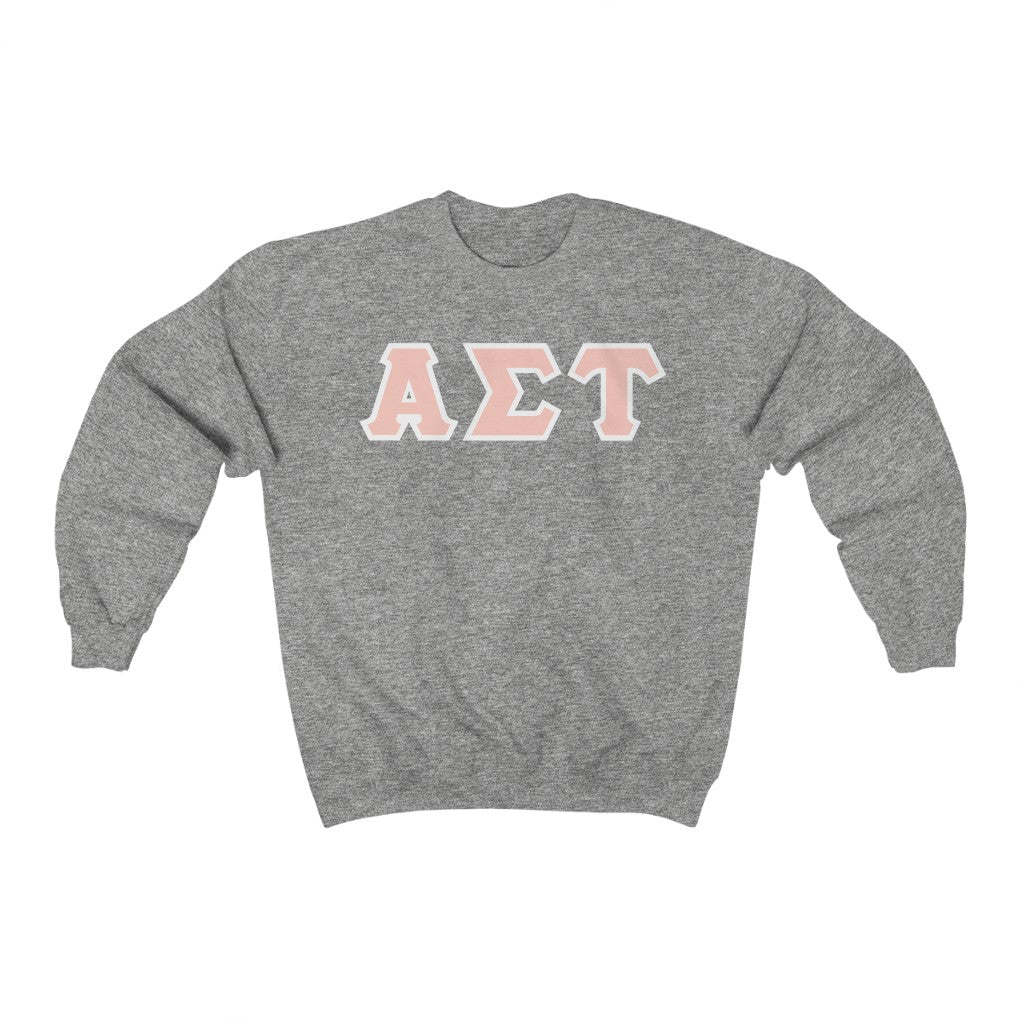AST Printed Letters | Peach with White Border Crewnecks