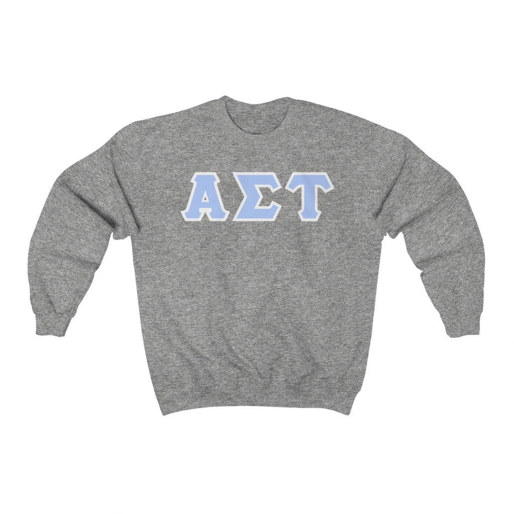 AST Printed Letters | Light Blue with White Border Crewnecks