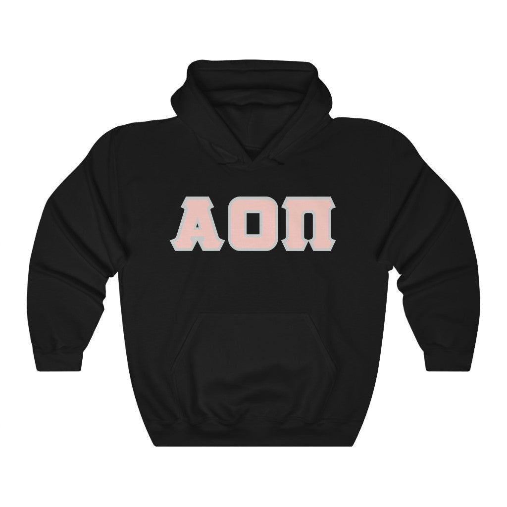 AOII Printed Letters | Peach with Grey Border Hoodie