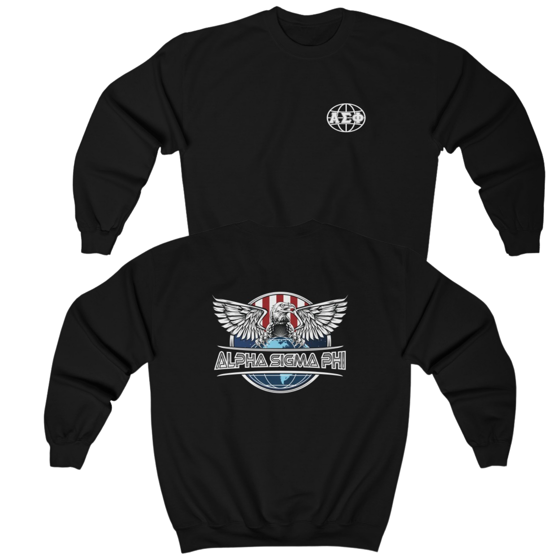 Black Alpha Sigma Phi Graphic Crewneck Sweatshirt | The Fraternal Order | Alpha Sigma Phi Fraternity Clothes 