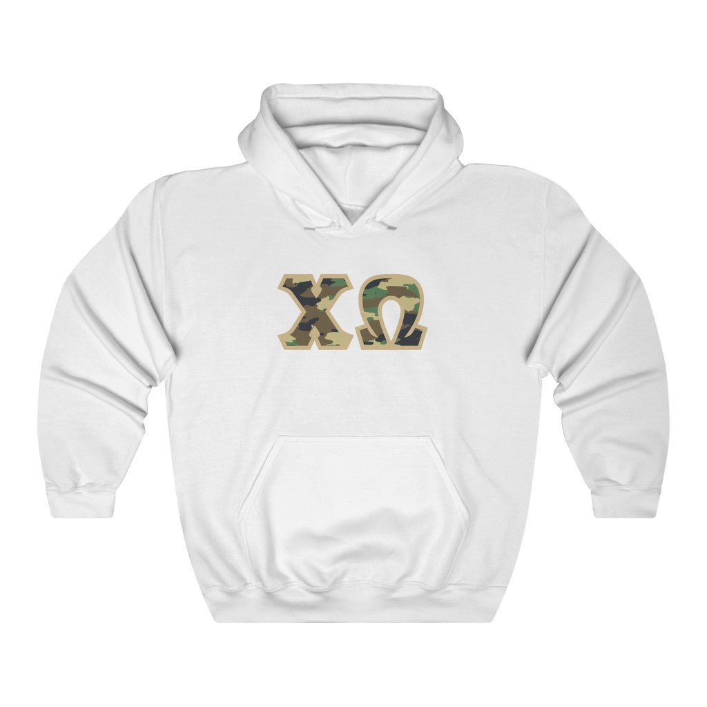 Chi Omega Printed Letters | Camouflage Hoodie