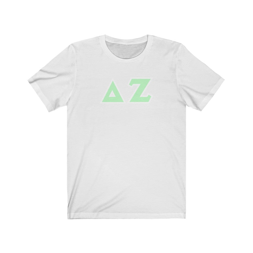 Delta Zeta Printed Letters | Mint & White Border T-Shirt