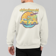 White Alpha Sigma Phi Graphic Crewneck Sweatshirt | Cool Croc | Alpha Sigma Fraternity Shirt Back Model 