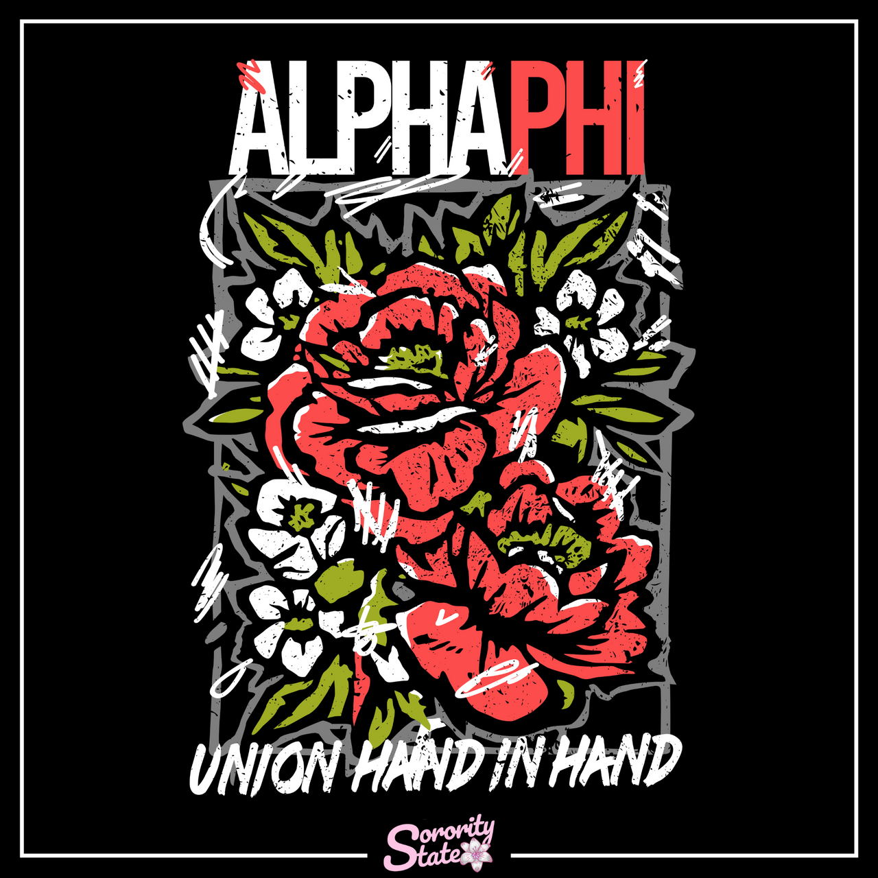 Alpha Phi Graphic T-Shirt | Grunge Roses