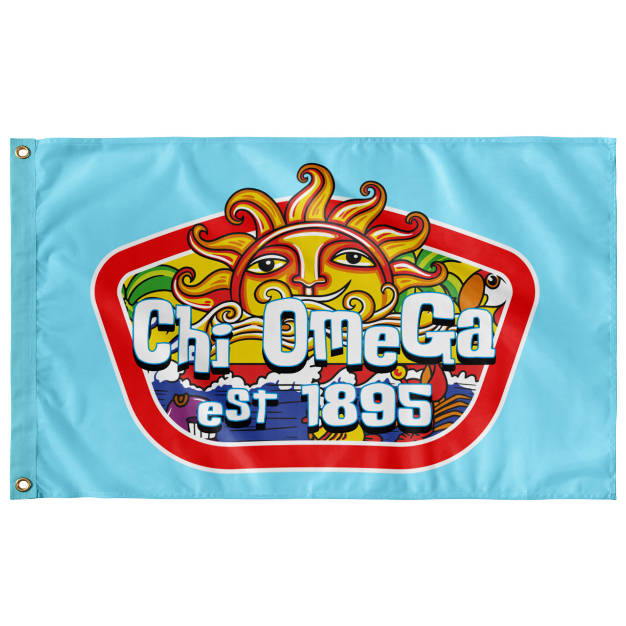 Chi Omega Flag | Summer Sol | 3' x 5' CHI OMEGA Flag for Dorms, Sorority Houses, On campus Events