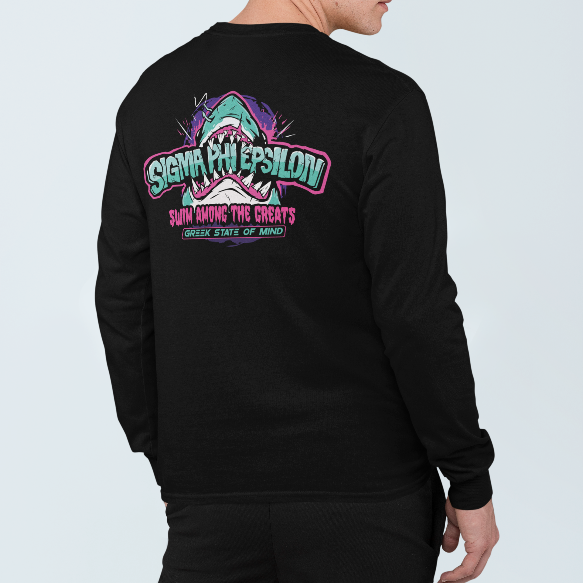 Black Sigma Phi Epsilon Graphic Long Sleeve | The Deep End | SigEp Fraternity Clothes and Merchandise model 