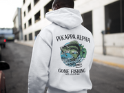 white Pi Kappa Alpha Graphic Hoodie | Gone Fishing | Pi kappa alpha fraternity shirt back model 