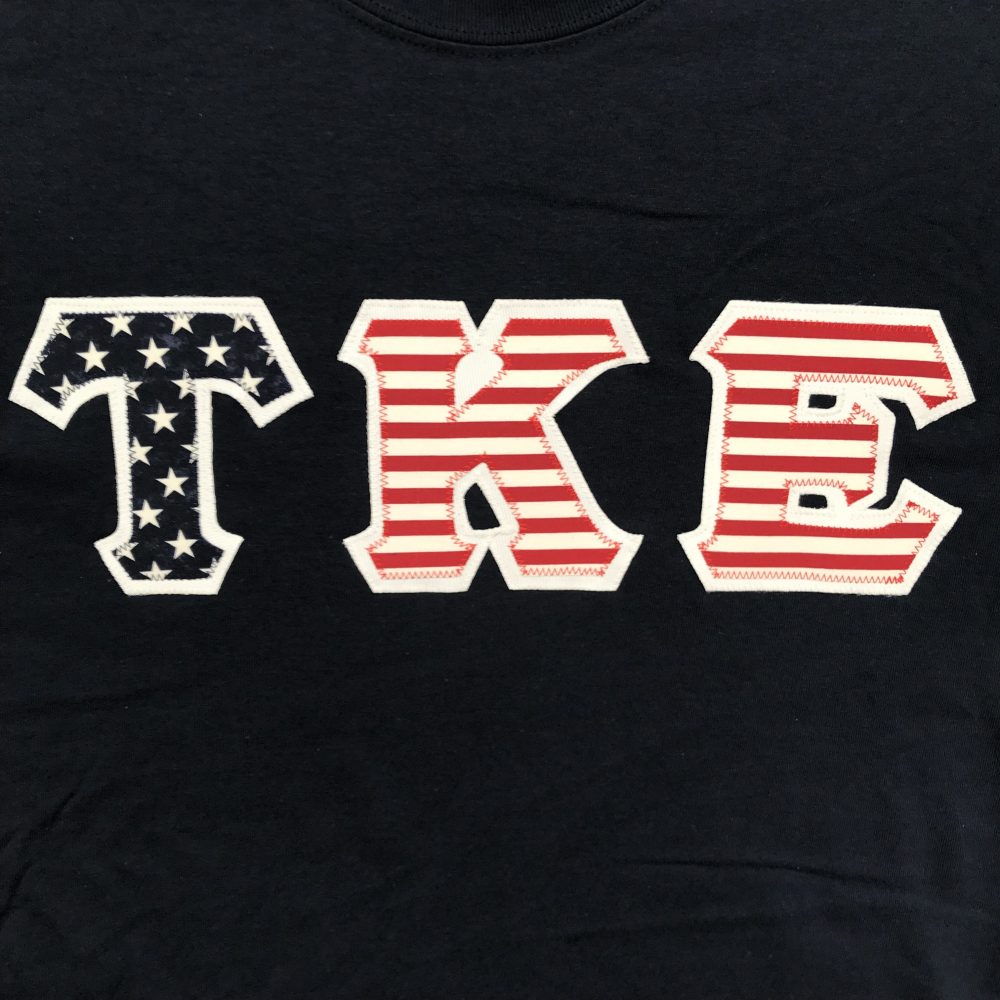 Tau Kappa Epsilon Stitched Letter T-Shirt | USA Flag with White Border