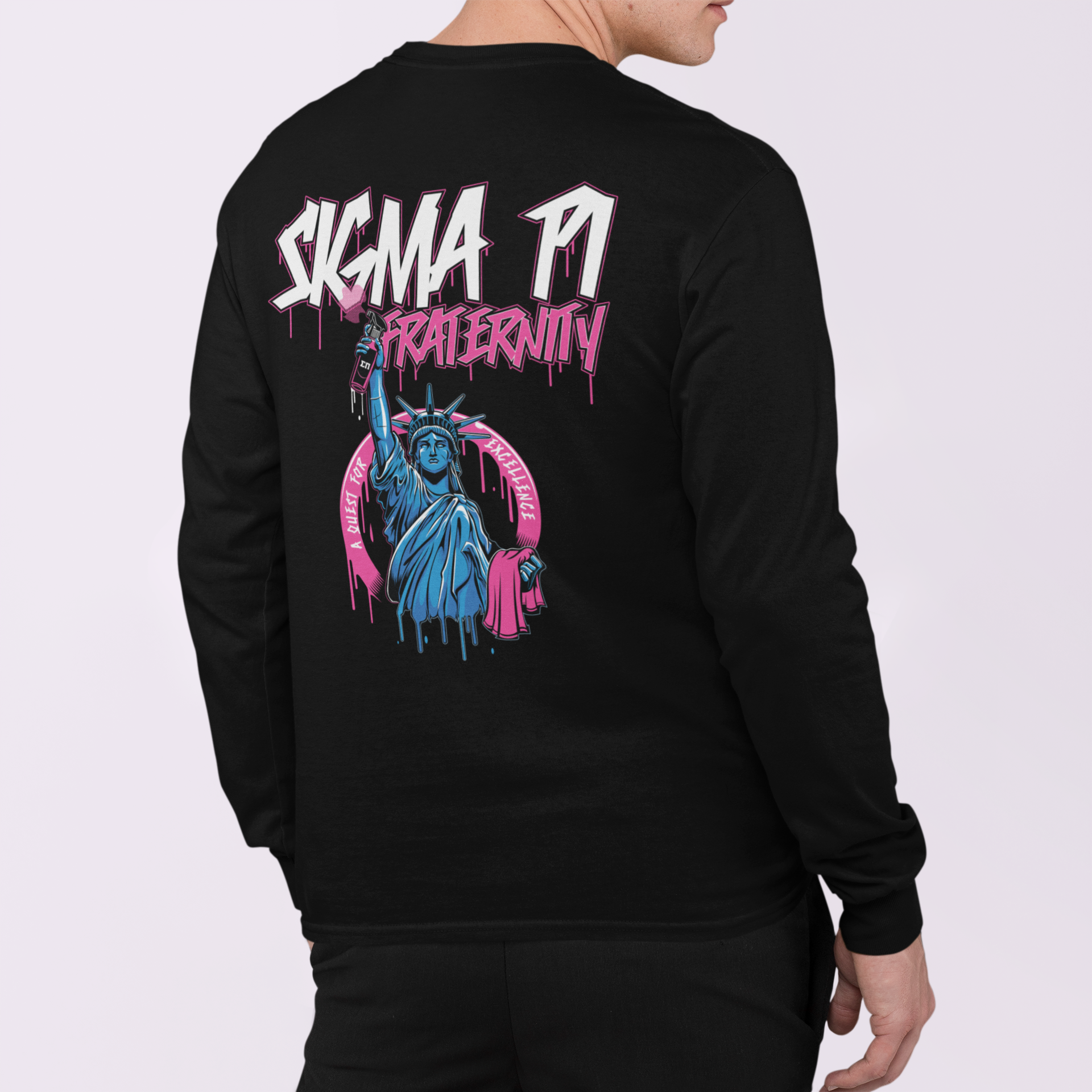 Black Sigma Pi Graphic Long Sleeve | Liberty Rebel | Sigma Pi Apparel and Merchandise model 