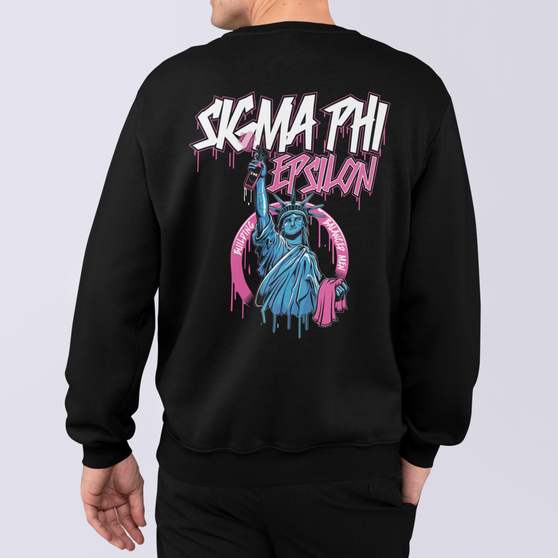 Sigma Phi Epsilon Graphic Crewneck Sweatshirt | Liberty Rebel | SigEp Clothing - Campus Apparel model 
