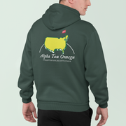 green Alpha Tau Omega Graphic Hoodie | The Masters | Alpha Tau Omega Fraternity Merch  back model 
